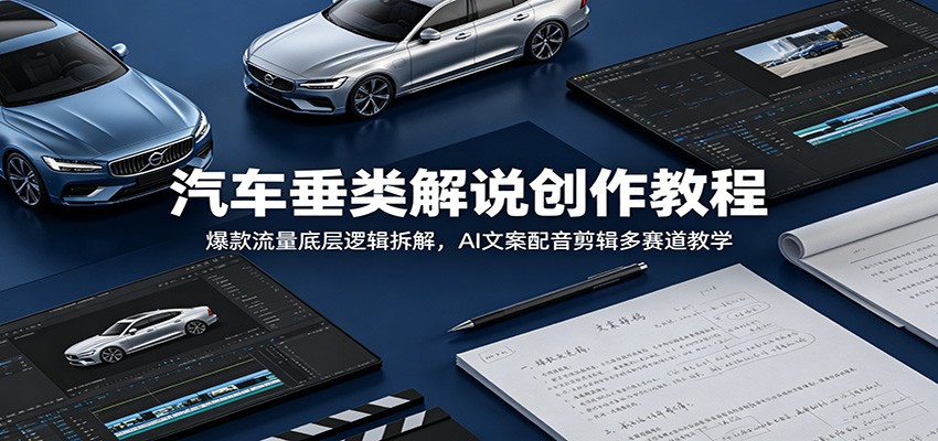 汽车垂类解说创作教程：爆款流量底层逻辑拆解，AI文案配音剪辑多赛道教学-小创项目网