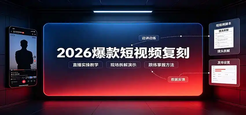 2026爆款短视频复刻：直播实操教学，配套文字文档掌握全流程-小创项目网