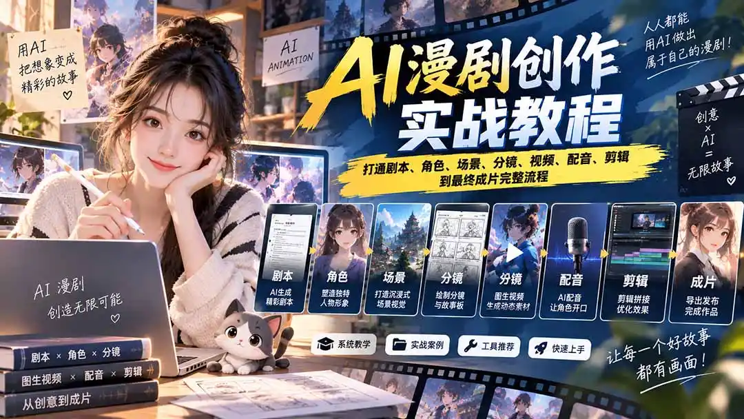 2026 AI漫剧创作实战教程：打通剧本、角色、场景、分镜、视频、配音、剪辑到最终成片完整流程-小创项目网