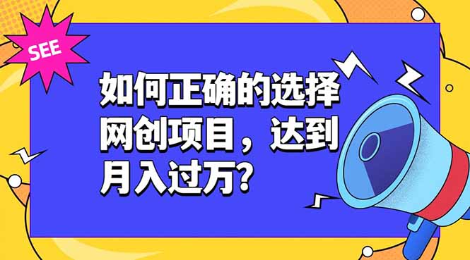 如何正确的选择网创项目，达到月入过万？，本课程教你正确选择项目。-小创项目网
