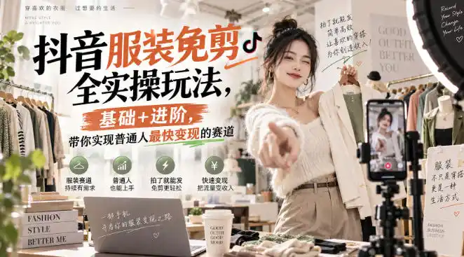 抖音服装免剪全实操玩法，基础+进阶，带你实现普通人最快变现的赛道-小创项目网