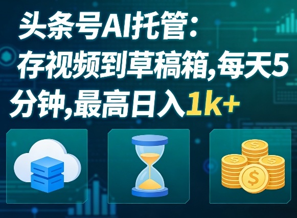 头条号AI托管，我存视频到你草稿箱，每天5分钟，最高日入1k+【揭秘】-小创项目网