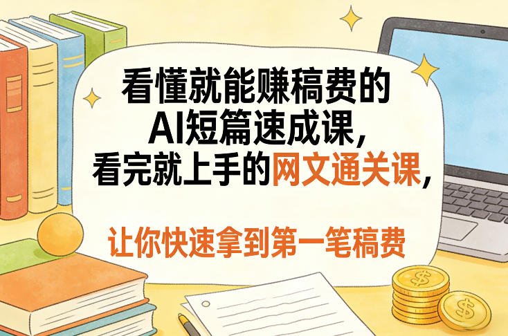 看懂就能賺稿费的AI短篇速成课，看完就上手的网文通关课，让你快速拿到第一笔稿费-小创项目网