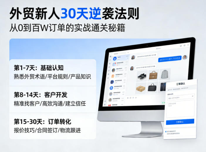 外贸新人30天逆袭法则，教你从0到百W订单的实战通关秘籍-小创项目网