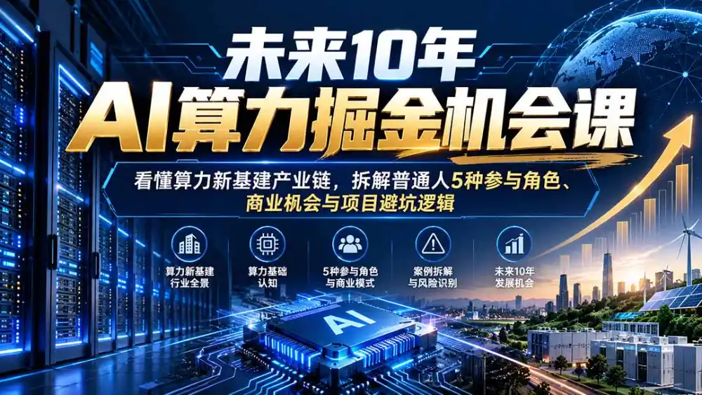 未来10年AI算力掘金机会课：看懂算力新基建产业链，拆解普通人5种参与角色、商业机会与项目避坑逻辑-小创项目网