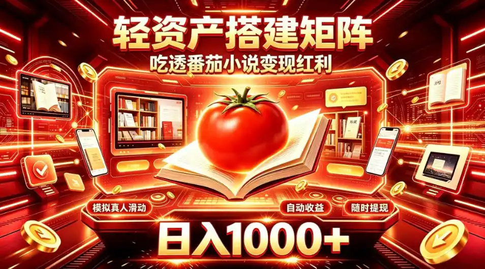 轻资产搭建矩阵，吃透番茄小说变现红利，日入1000+，支持无限矩阵放大【揭秘】-小创项目网
