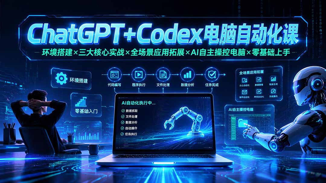 ChatGPT+Codex电脑自动化课：环境搭建×三大核心实战×全场景应用拓展×AI自主操控电脑×零基础上手-小创项目网