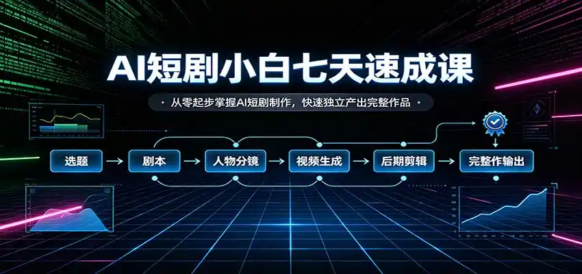 AI短剧小白七天速成课：从零起步掌握AI短剧制作，快速独立产出完整作品-小创项目网