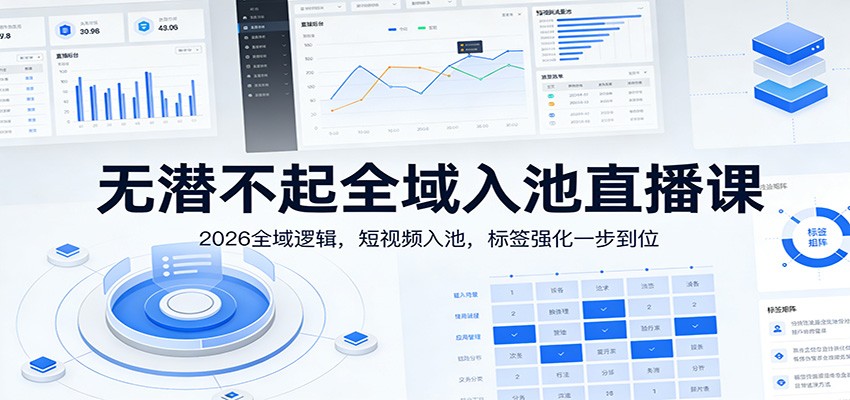 无潜不起全域入池直播课：2026全域逻辑，短视频入池，标签强化一步到位-小创项目网