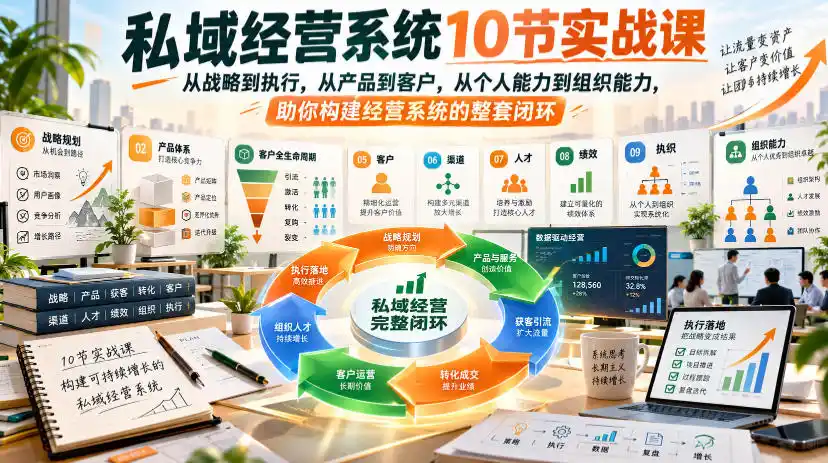 私域经营系统10节实战课，从战略到执行，从产品到客户，从个人能力到组织能力，助你构建经营系统的整套闭环-小创项目网
