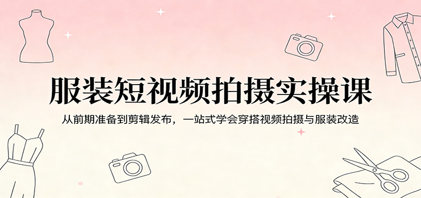 服装短视频拍摄实操课：从前期准备到剪辑发布，一站式学会穿搭视频拍摄与服装改造-小创项目网
