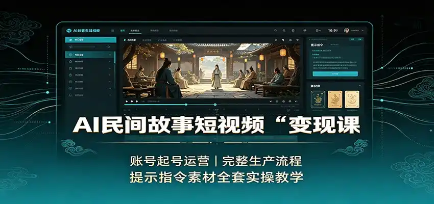 AI民间故事短视频变现课：账号起号运营，完整生产流程，提示指令素材全套实操教学-小创项目网