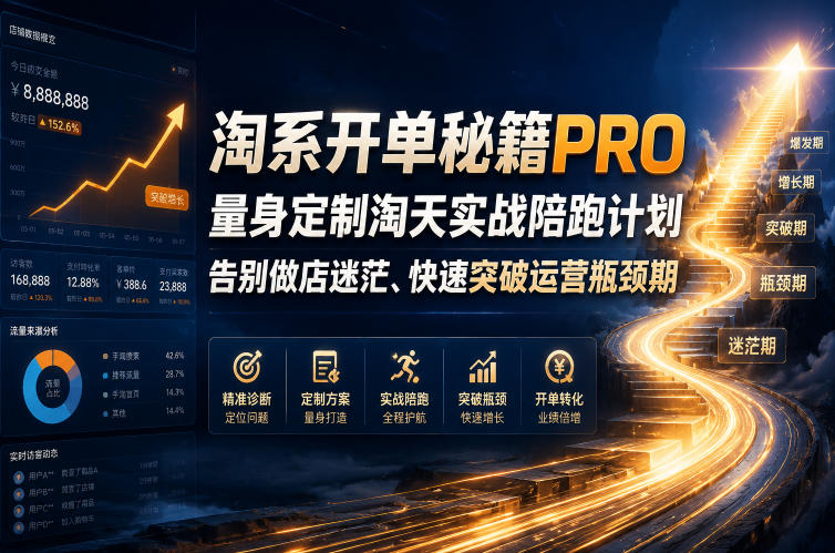 淘系开单秘籍PRO，量身定制淘天实战陪跑计划，告别做店迷茫、快速突破运营瓶颈期(20260715)-小创项目网