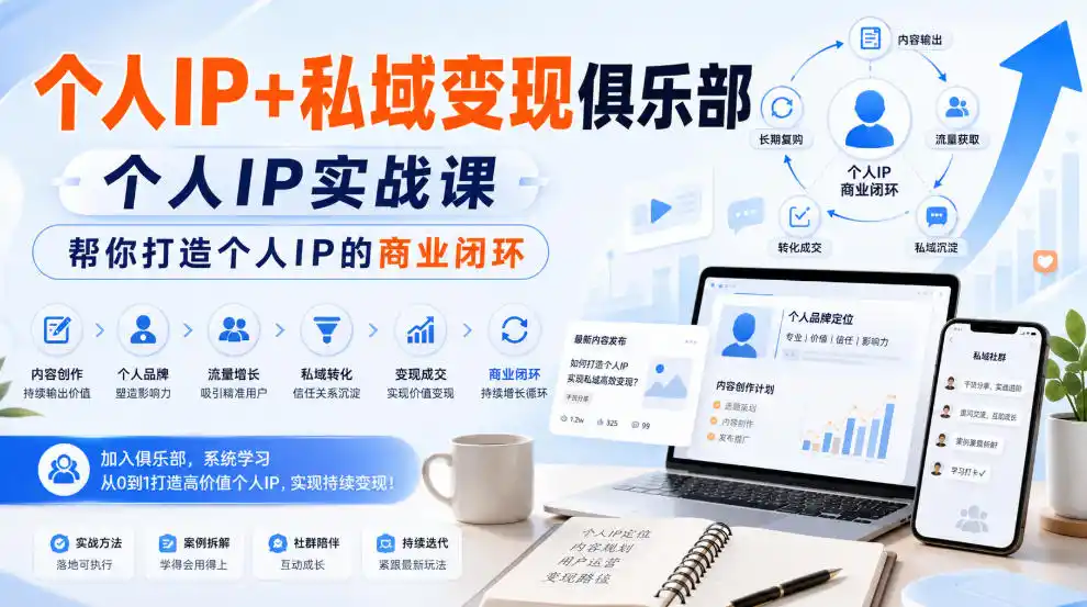 个人IP+私域变现俱乐部，个人IP实战课，帮你打造个人IP的商业闭环-小创项目网