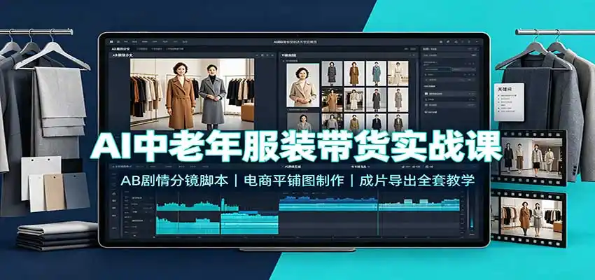 AI中老年服装带货实战课：AB剧情分镜脚本，电商平铺图制作，成片导出全套教学-小创项目网