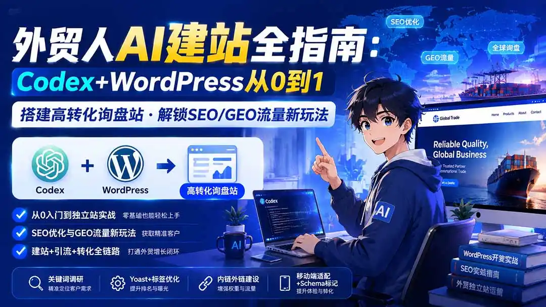 外贸人AI建站全指南：Codex+WordPress从0到1·搭建高转化询盘站·解锁SEO/GEO流量新玩法-更新-小创项目网