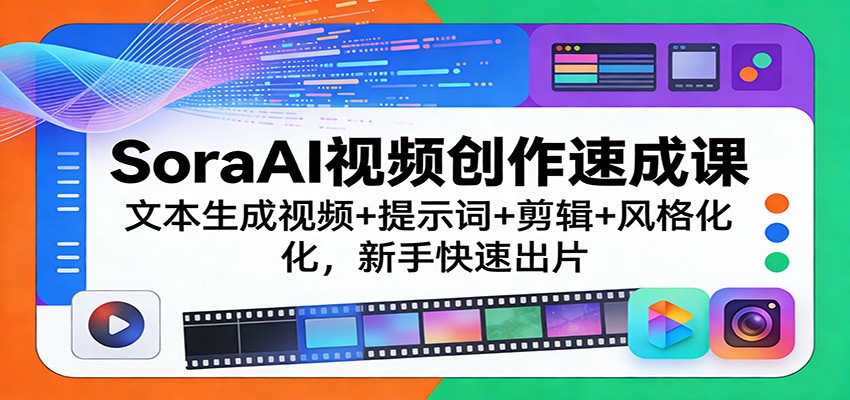 SoraAI视频创作速成课：文本生成视频+提示词+剪辑+风格化，新手快速出片-小创项目网