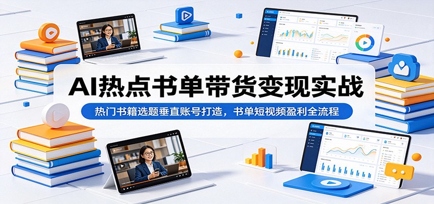 AI热点书单带货变现实战:热门书籍选题垂直账号打造,书单短视频盈利全流程-小创项目网