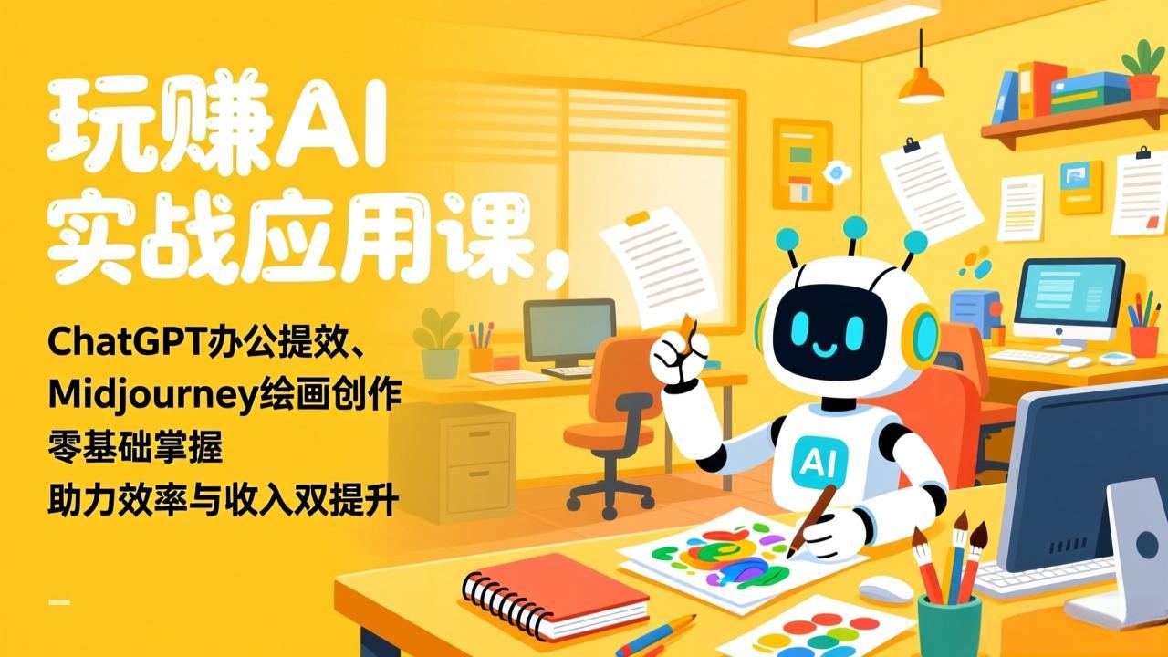 玩赚AI实战应用课，ChatGPT办公提效、Midjourney绘画创作，零基础掌握，助力效率与收入双提升-小创项目网