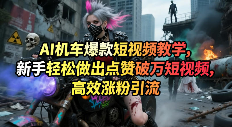 AI机车爆款短视频教学，新手轻松做出点赞破万短视频，高效涨粉引流-小创项目网