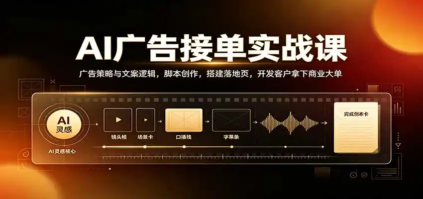 AI广告接单实战：广告策略与文案逻辑，脚本创作，搭建落地页，开发客户拿下商业大单-小创项目网