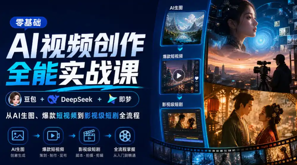 零基础AI视频创作全能实战课｜豆包+DeepSeek+即梦，从AI生图、爆款短视频到影视级短剧全流程-小创项目网
