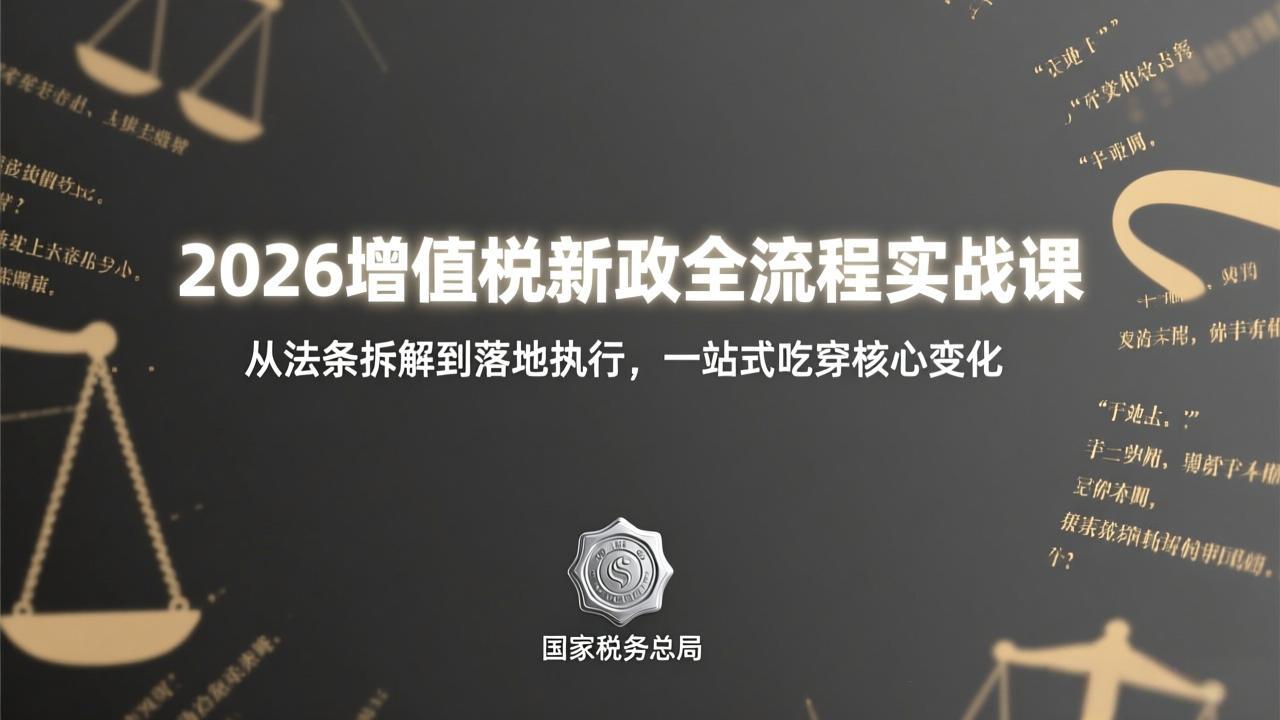 2026增值税新政全流程实战课：从法条拆解到落地执行，一站式吃透核心变化-小创项目网