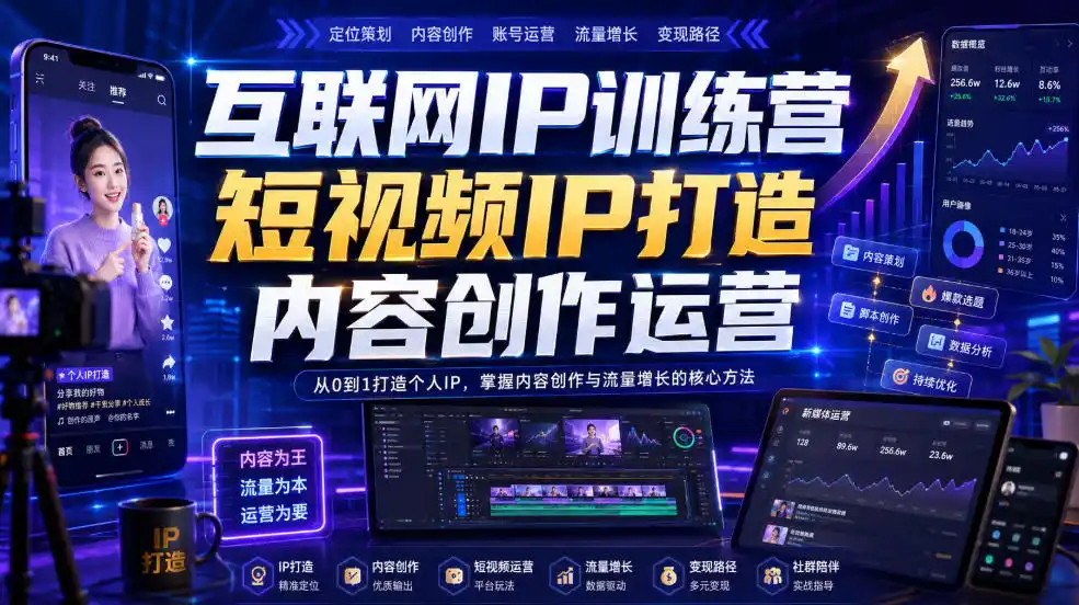 互联网IP训练营，短视频IP打造，内容创作运营-小创项目网