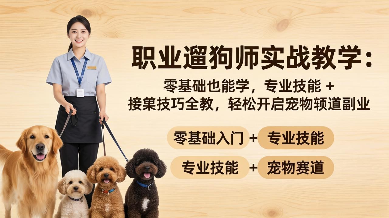 职业遛狗师实战教学：零基础也能学，专业技能 + 接单技巧全教，轻松开启宠物赛道副业-小创项目网