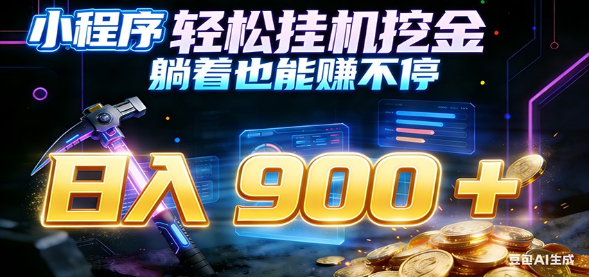 小程序挂机挖金，自动赚金币换现金，多号并行日入900+，轻松搞副业-小创项目网