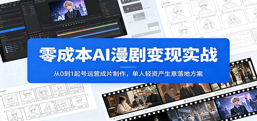 零成本AI漫剧变现实战：从0到1起号运营成片制作，单人轻资产生意落地方案-小创项目网