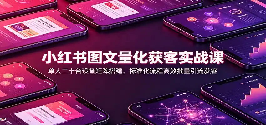 小红书图文量化获客实战课：单人二十台设备矩阵搭建，标准化流程高效批量引流获客-小创项目网
