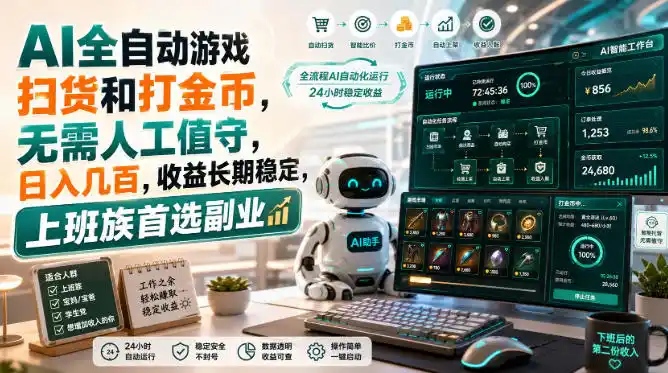 AI全自动游戏皮肤扫货和打金币，日入几百，内部方法大揭秘，0门槛！-小创项目网