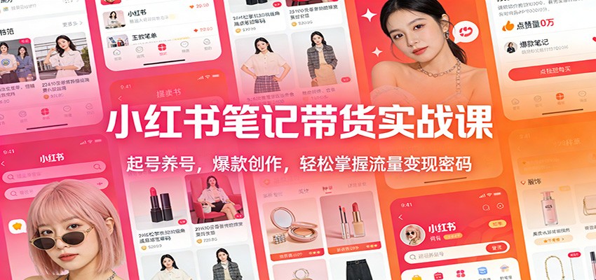 小红书笔记带货实战课：起号养号，爆款创作，轻松掌握流量变现密码-小创项目网