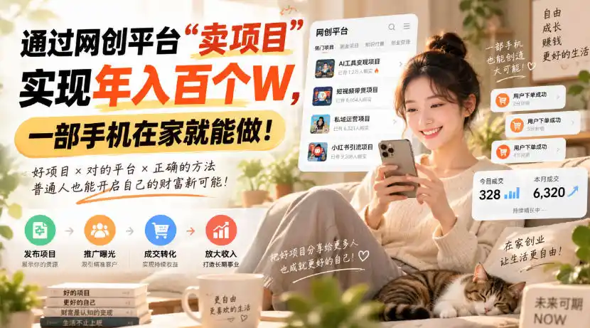 靠卖网创项目变现，一年拿下百万收益！一台手机就能操作！-小创项目网