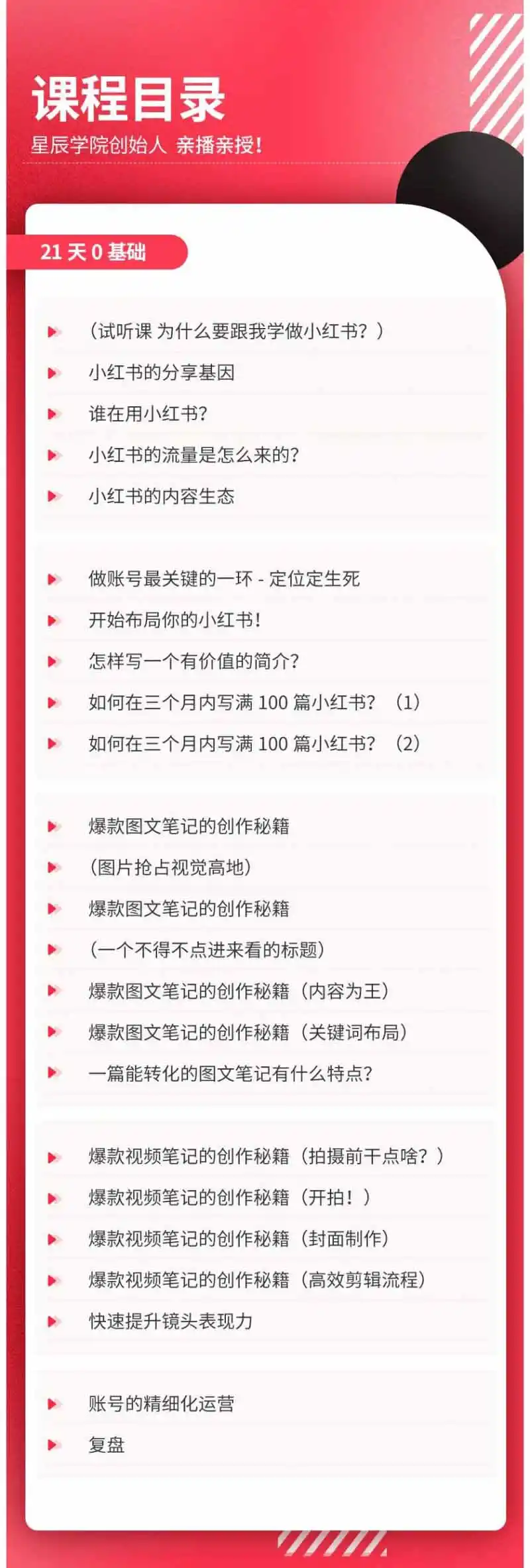 小红书21天图文视频爆款创作课：掌握选题、图片、标题、内容、关键词与脚本剪辑，建立持续创作体系-小创项目网