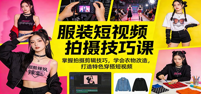 服装短视频拍摄技巧课:掌握拍摄剪辑技巧,学会衣物改造,打造特色穿搭短视频-小创项目网
