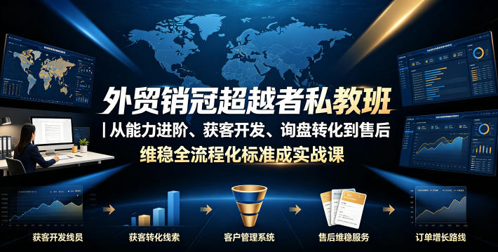 外贸销冠超越者私教班｜从能力进阶、获客开发、询盘转化到售后维稳全流程标准化成交实战课-小创项目网