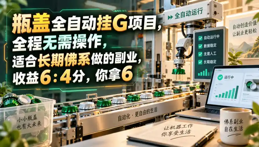 瓶盖全自动挂G项目，全程无需操作，适合长期佛系做的副业，收益6：4分，你拿6【揭秘】-小创项目网