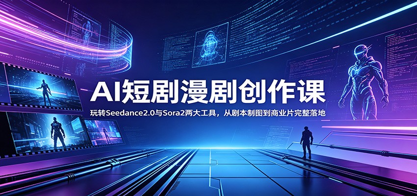 AI短剧漫剧创作课：玩转Seedance2.0与 Sora2两大工具，从剧本制图到商业片完整落地-小创项目网