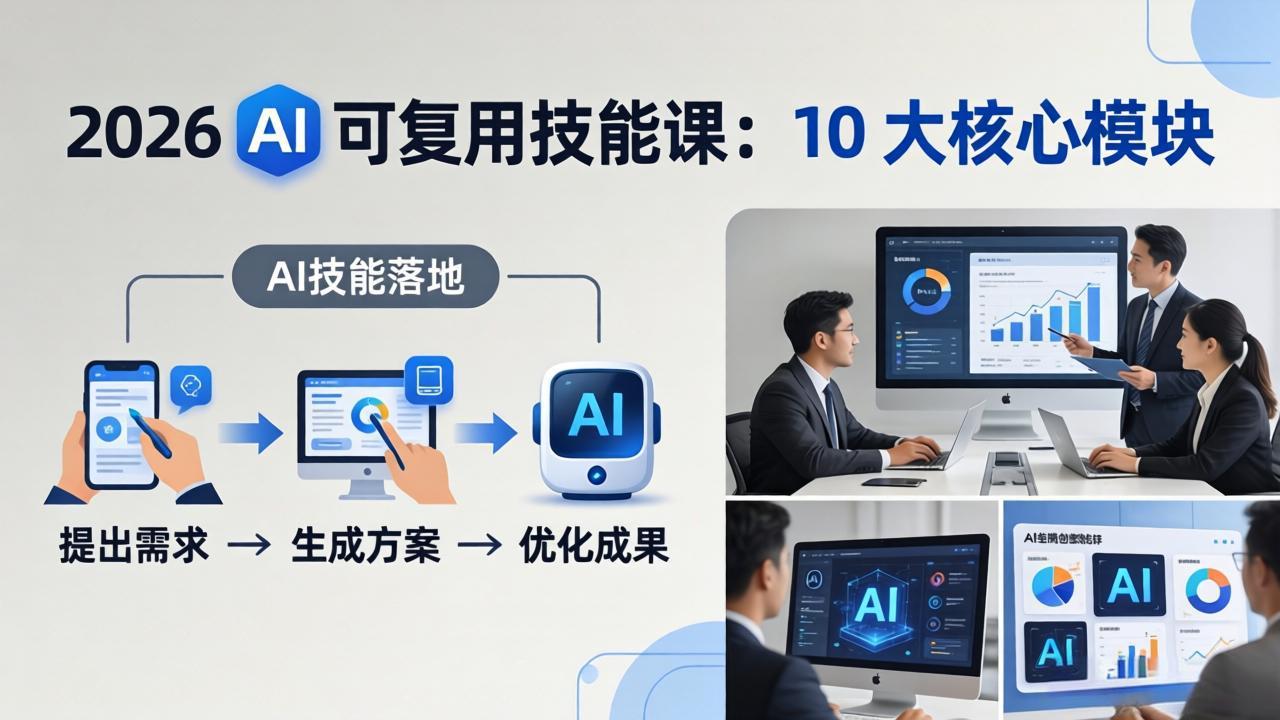 2026AI可复用技能-4月新课：10大核心模块，手把手教你把AI用进工作、产出成果-小创项目网