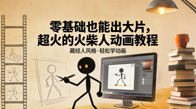 零基础也能出大片，超火的火柴人动画教程(藏经人风格)-小创项目网