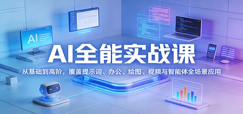 AI全能实战课：从基础到高阶，覆盖提示词、办公、绘图、视频与智能体全场景应用-小创项目网