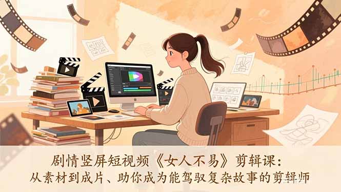 剧情竖屏短视频《女人不易》剪辑课：从素材到成片、助你成为能驾驭复杂故事的剪辑师-小创项目网