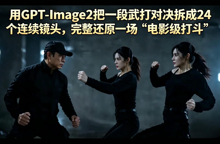 用GPT-Image2把一段武打对决拆成24个连续镜头，完整还原一场“电影级打斗”-小创项目网