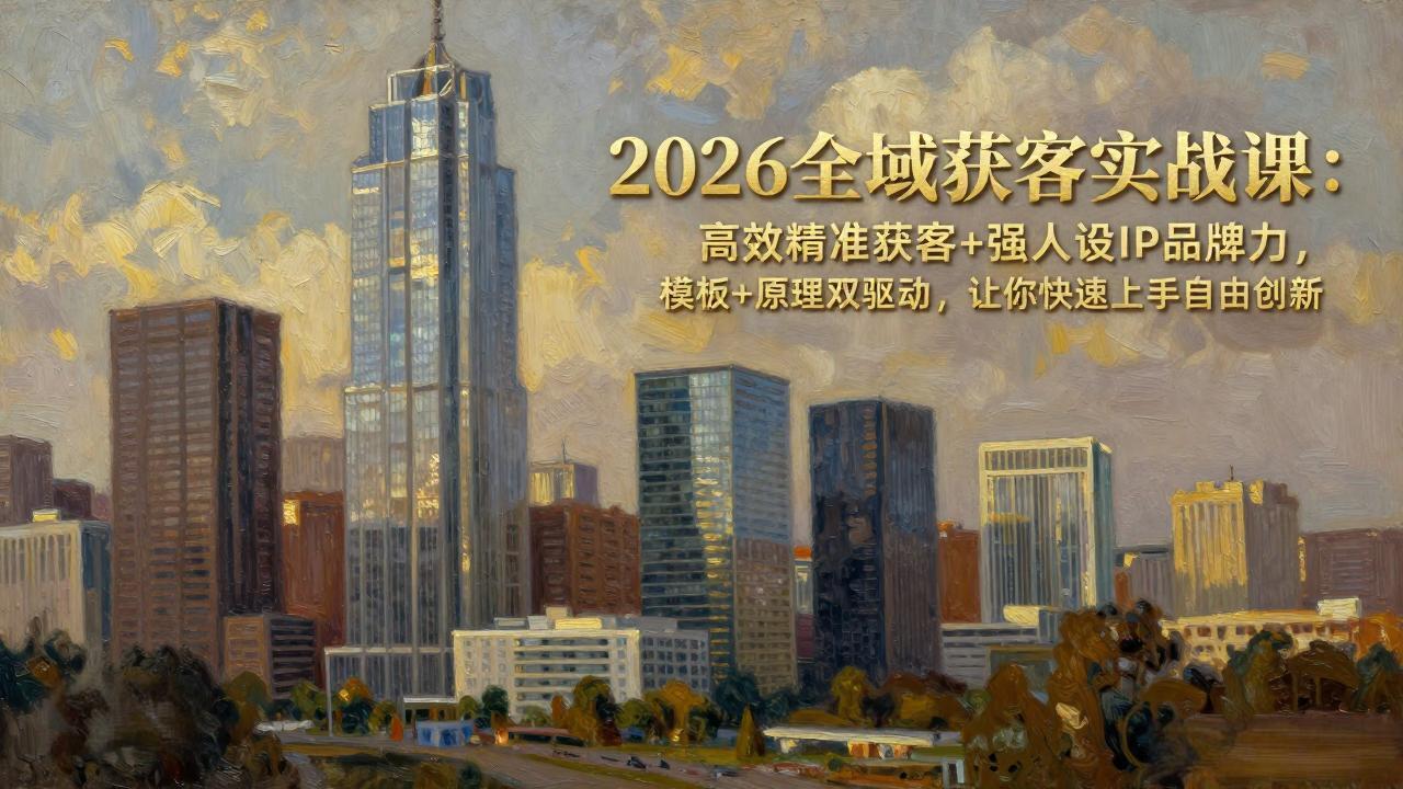 2026全域获客实战课：高效精准获客+强人设IP品牌力，模板+原理双驱动，让你快速上手自由创新-小创项目网