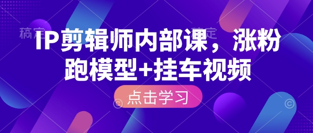 IP剪辑师内部课，涨粉跑模型+挂车视频(更新)-小创项目网