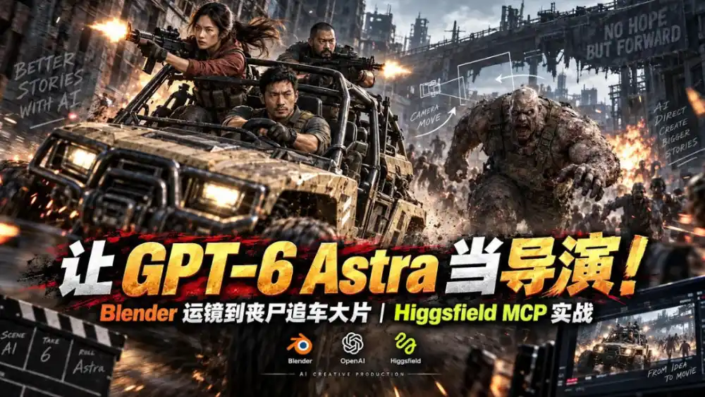 让GPT-6 Astra当导演！Blender运镜到丧尸追车大片｜Higgsfield MCP实战-小创项目网