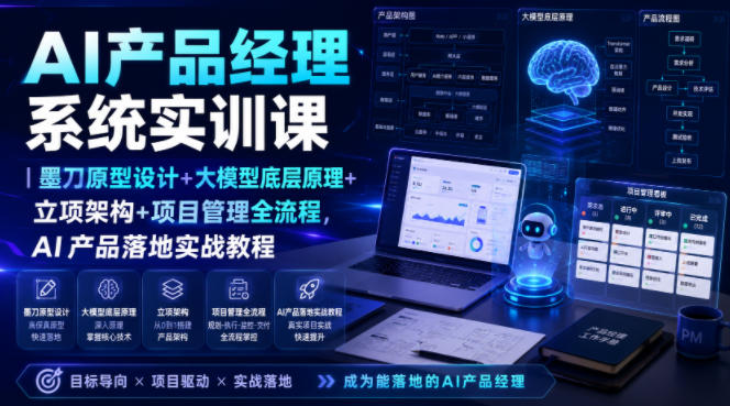 AI产品经理系统实训课｜墨刀原型设计+大模型底层原理+立项架构+项目管理全流程，AI产品落地实战教程-小创项目网