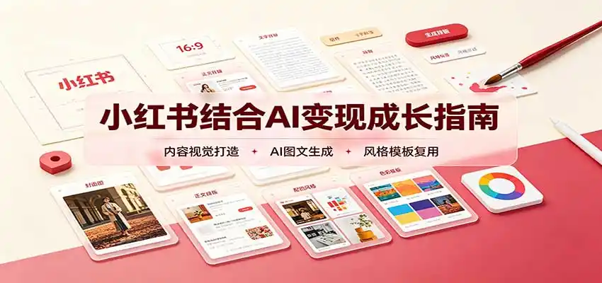 小红书结合AI变现成长指南：账号精准定位，内容视觉打造，搭建可复制流量获客体系-小创项目网